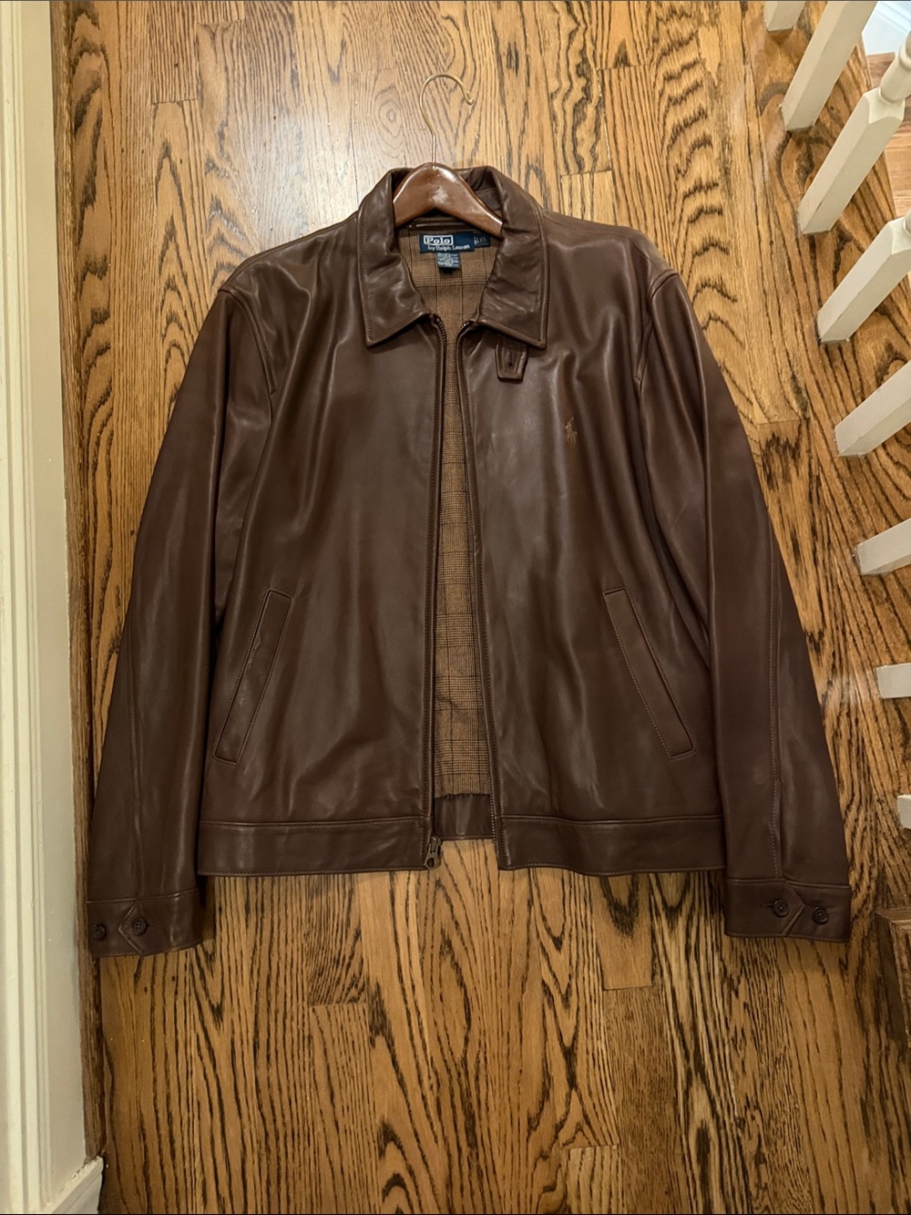 Ralph Lauren Brown Leather Bomber Jacket NEVER WORN VINTAGE BEAUTIFUL!